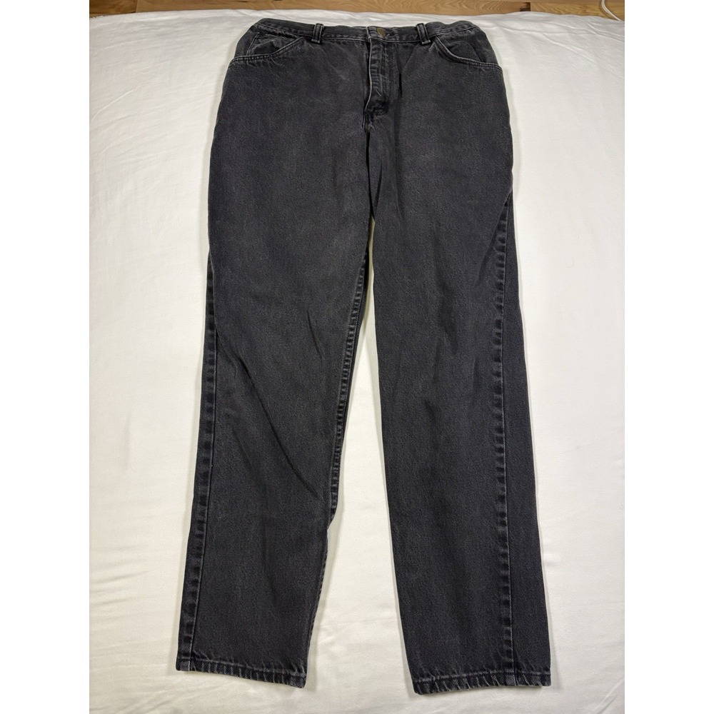 Vintage 90s Wrangler Black Jeans Womens 10 x 33 Made in USA High Rise Straight